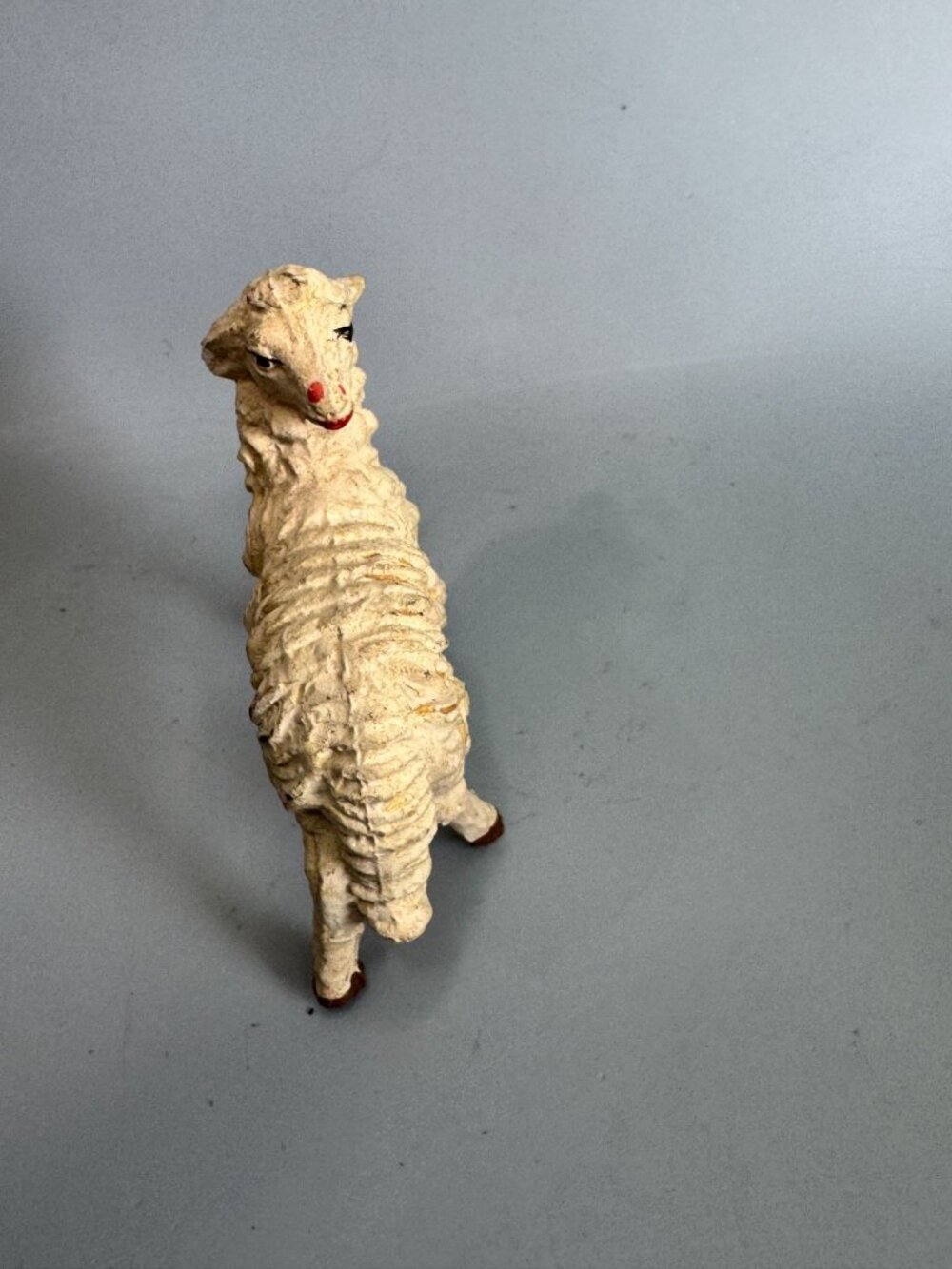 Vintage Italy Paper Mache Shepherd w Sheep Nativity Figure 8" Scale - Picture 10 of 11
